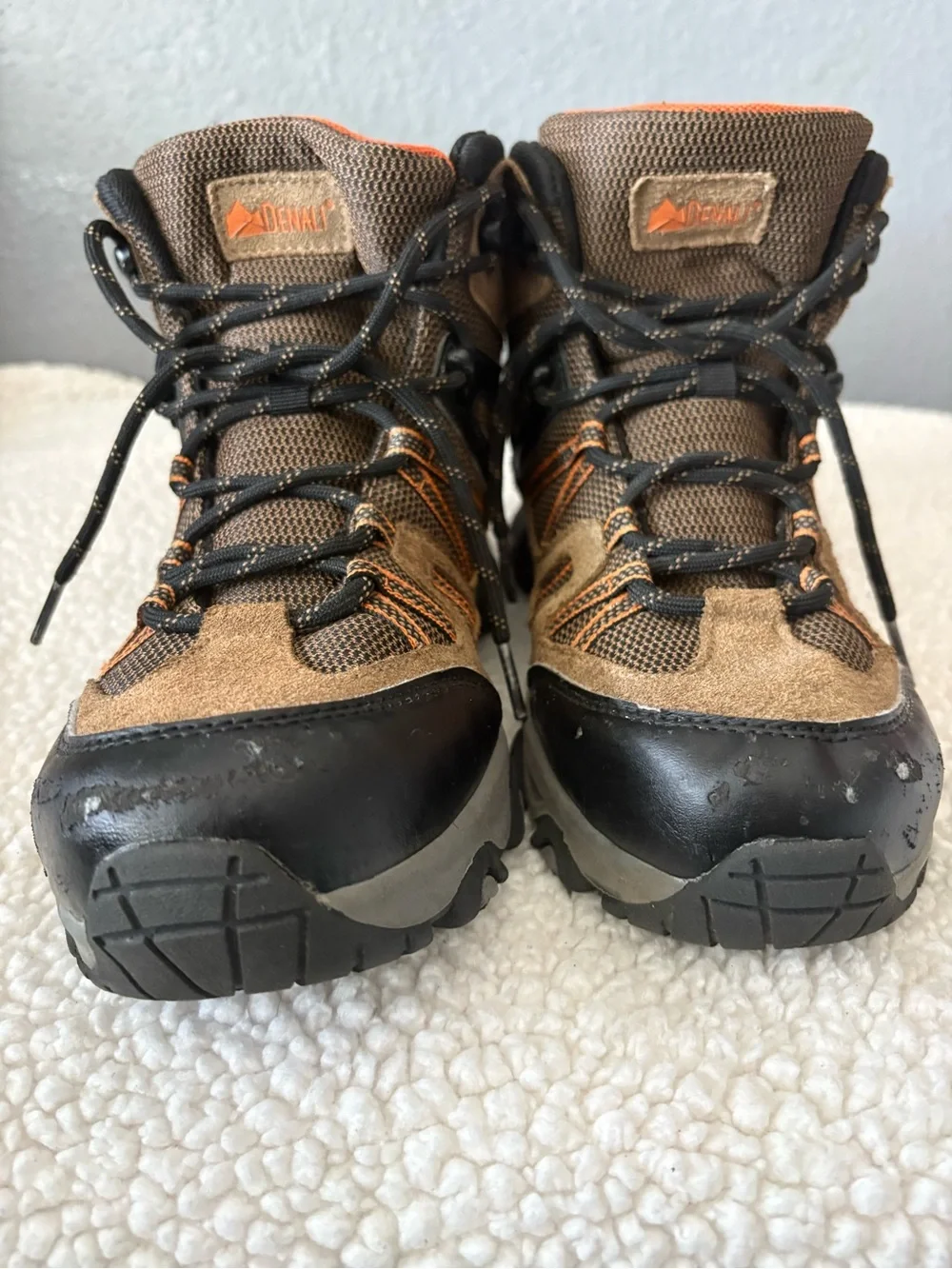 Men's Brown Hiking Boots with Orange Trim